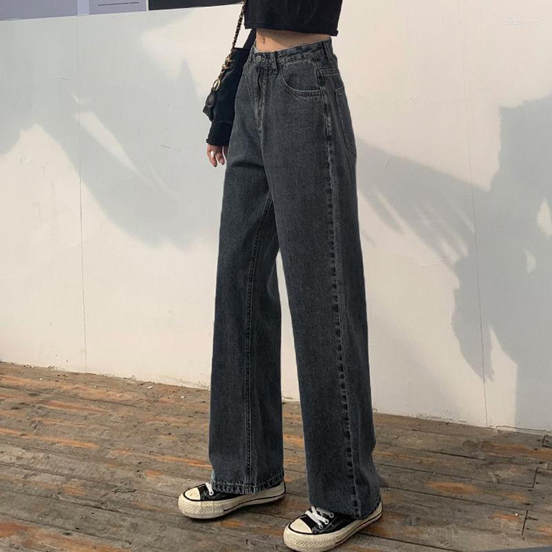 

Women' Jeans Women Straight Vintage High Waist Simple Trousers Womens All-match Black Streetwear Loose Casual Full Length Clothes Jean