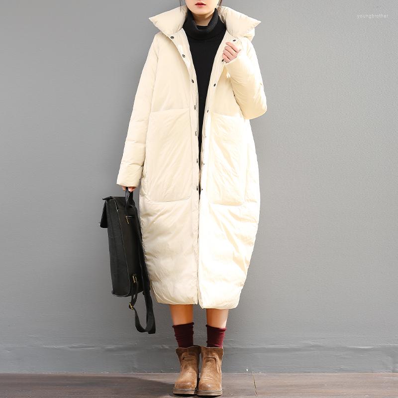

Women' Down 2022 Arrival Fashion Longer Plus Size 90%white Duck Jacket Womens Winter Warm Parkas With Hooded Big Pocket, Black
