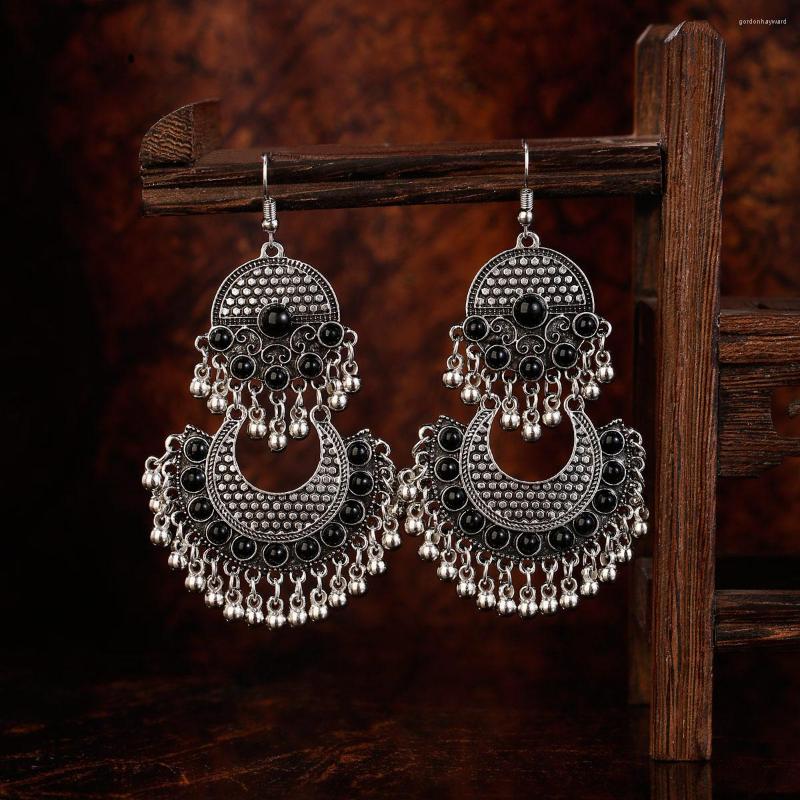 

Dangle Earrings Vintage Antique Silver Color Jhumka For Women Orecchini Gypsy Tassel Women's Boho Ethnic Bollywood