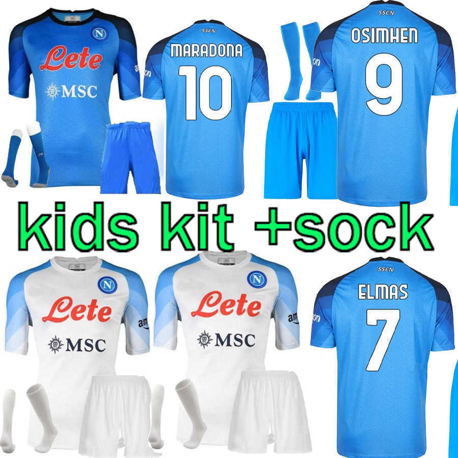 

22/23 NAPOLI soccer jerseys Maglia Naples ZIELINSKI ANGUISSA OLIVERA KVARATSKHELIA FOOTBALL FABIAN LOZANO kids kit sock away, White