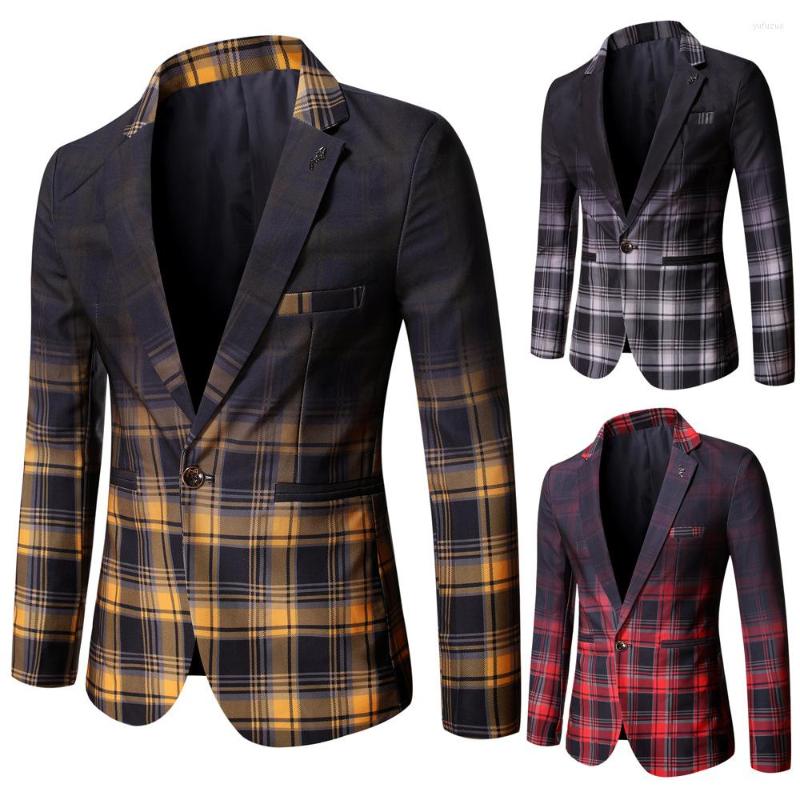 

Men's Suits Youth Small Suit Gradient Plaid Korean Style Slim Single Jacket Men, Red