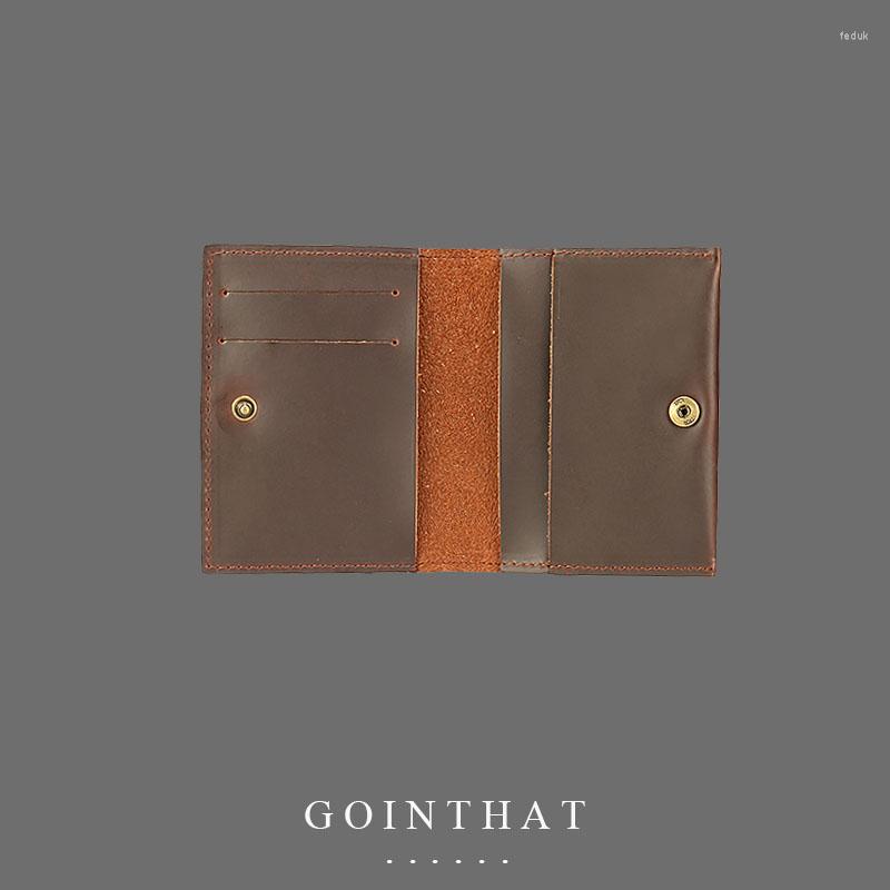 

Card Holders Genuine Leather Handmade Vintage Business ID Case Men's Bifold Wallet Coin Purse Top Portemonnee Male, Picture shown