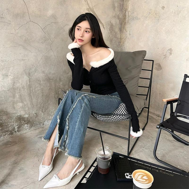 

Women' Jeans ILARES Korean Fashion Y2k Female Clothing Flare Woman Pant Women Streetwear Women' Pants Vintage Clothes High Waist, Blue