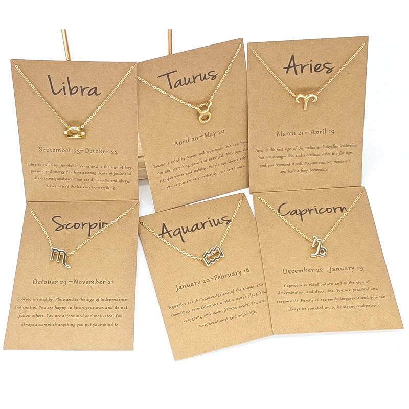 

12 Constellations Sign Zodiac Exquisite Letter Pendant Necklace for Girls Birthday Gifts