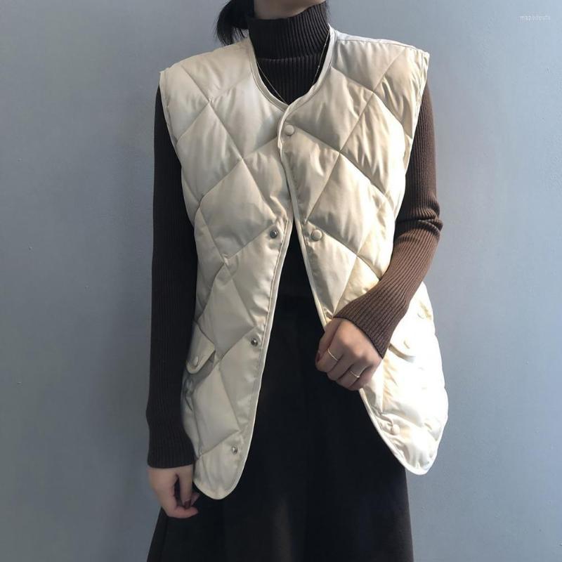 

Women' Vests Winter Waistcoat Sleeveless Skin-Touching Streetwear Lady Pure Color Crew Neck Vest Jacket Home Wear, Beige