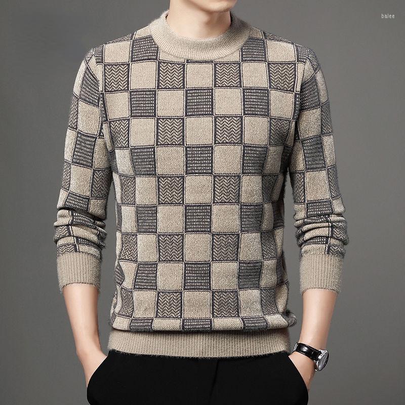 

Men's Sweaters Autumn Vintage Sweater Men Plaid Pullover Long Sleeve Fashion V-Neck Casual Slim Fit Knitwear For Clothes Tops G69, Blue