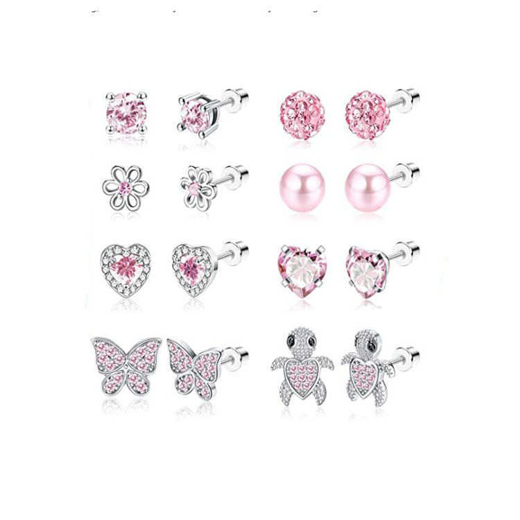 

Charm Stud Earrings Butterfly Turtle Heart Screw Ear Plug For Women Girls