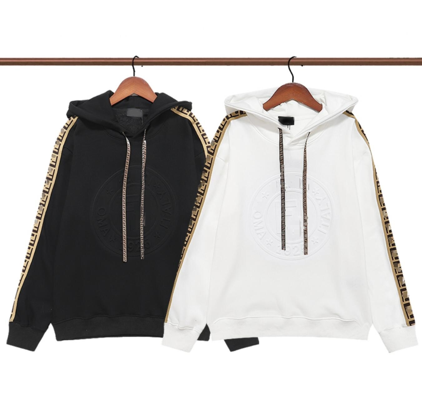 

Men's Hoodies & Sweatshirts Autumn Winter New FLetters Printed Loose Round Neck Couple Cotton Terry Pullover Outerwear, White