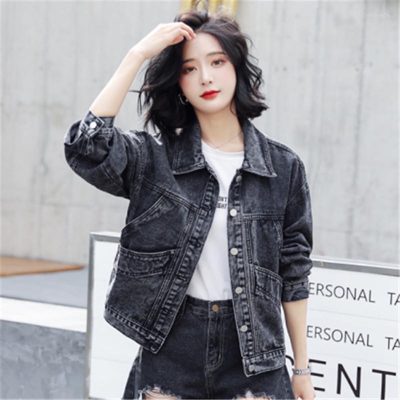 

Women' Jackets Denim Jacket Jeans Coat Women' Vintage Black Autumn 2022 Korean-Style Long Sleeve Loose Women Coats And 96B