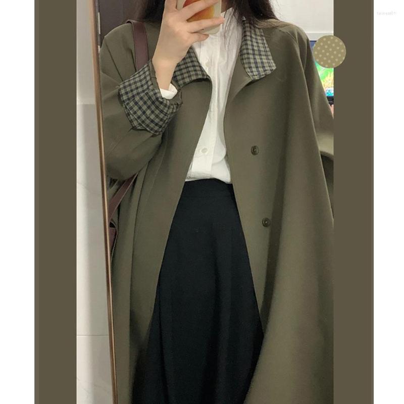 

Women' Trench Coats Women' Coat 2022 Spring Autumn Green Long Outwear Fashion Korean Style Single Breasted Windbreaker, Black