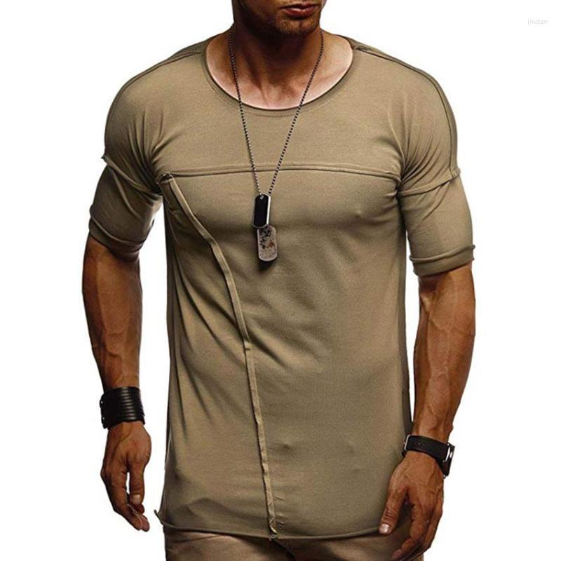 

Men's T Shirts Slim T-shirt Men Short Sleeve Fitness Male Casual Splicing O-neck Top Summer Solid Tshirt Clothing, Green