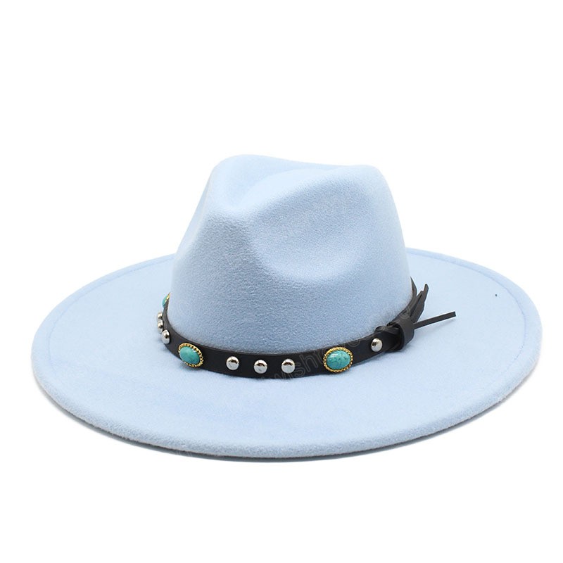 

9.5CM Brim Fedoras Hats For Women Winter Fashion Felted Jazz Hat Vintage Church Trilby Panama Party Hat, Random mixed