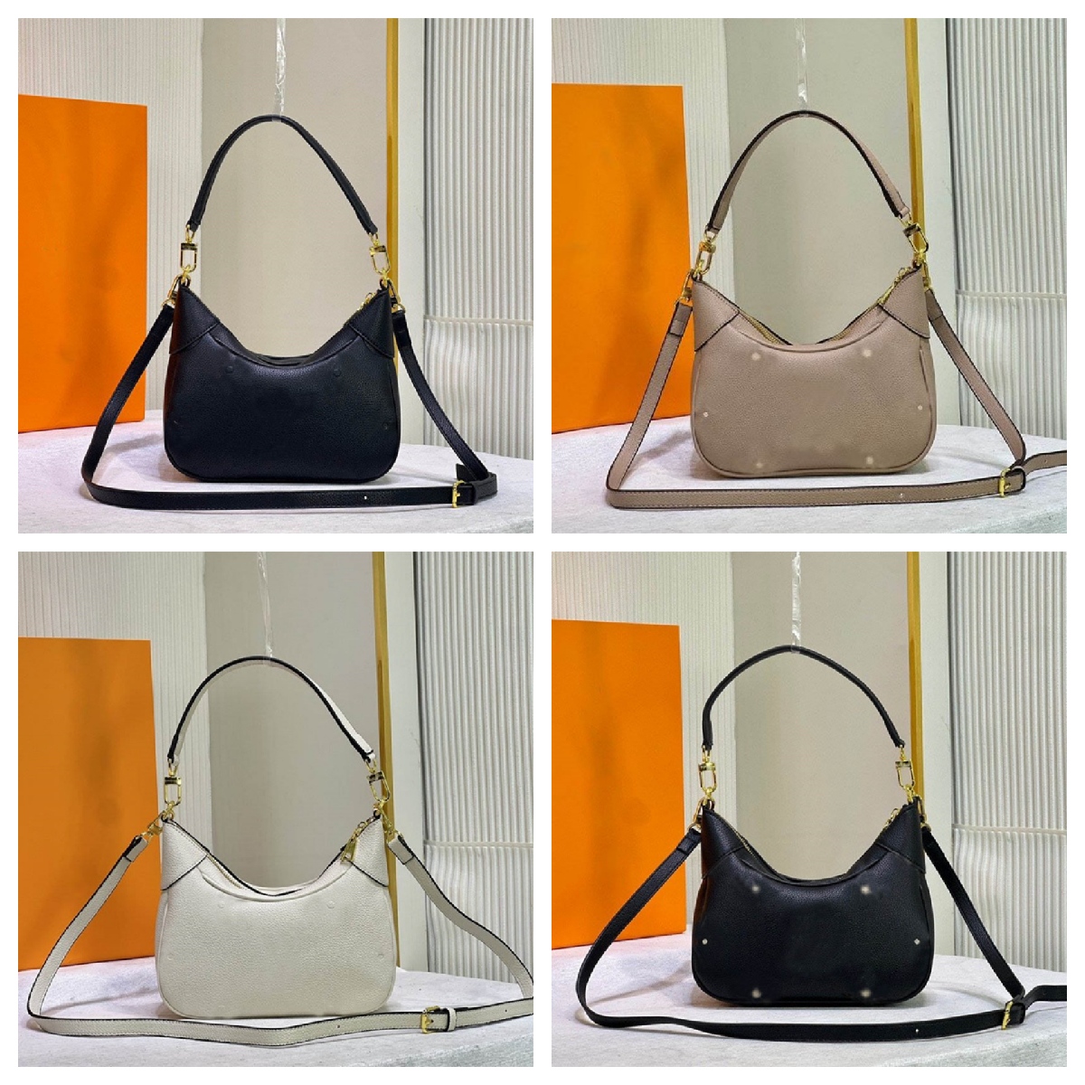 

Designer Luxury luis totes Ladies 2WAY Shoulder Hand Bags M56091 Beige khaki Batagelle Two Color Embossed Grain Leather women Crossbody Bag, Don't pay it