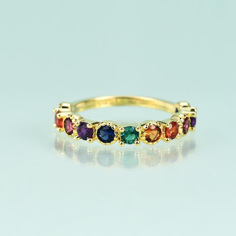 

Cluster Rings Gem's Beauty Mixed Gems Bubble 14K Gold Filled Round Cut 925 Sterling Silver Wedding Band Party Fine Jewelry For Woman