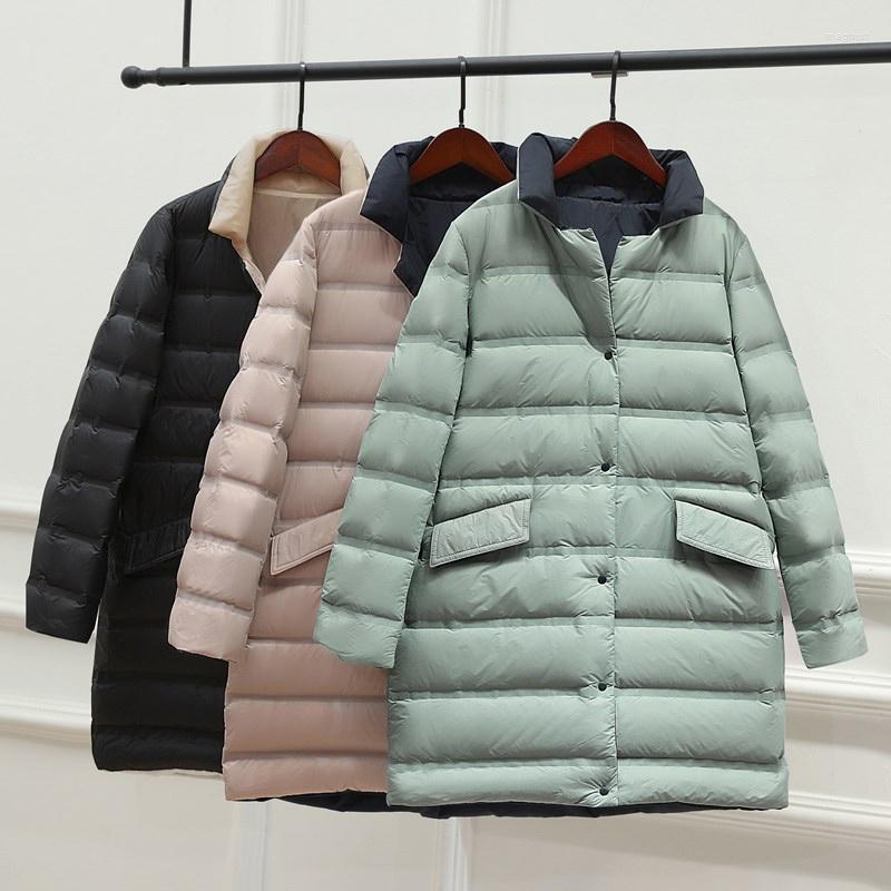 

Women' Down Winter Long Women Jackets Ultra Light Thin Fashion Oversize Coat Autumn Casual Black Parkas