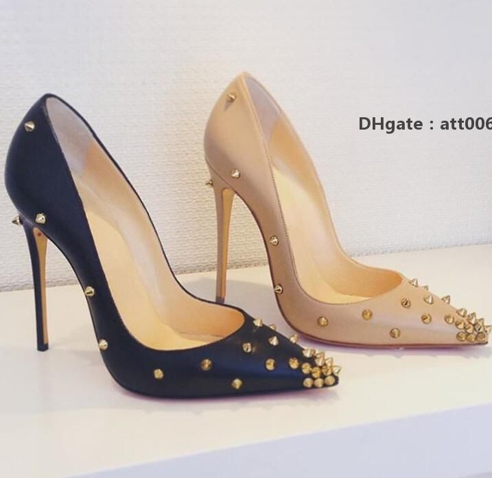 Red-Bottoms Christians Nouveaux ventes Rivets Red Women High Heels Fashion pointu à orteil Chaussures cloutées Femmes Chaussures de robe de marié