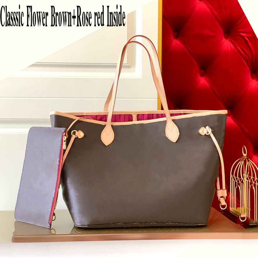 

Luxurys Designer Bag Naverfull Genuine Leather Women Bags Shoulder Classic louiseity 1 viutonity Fashion Composite Clutch Tote Handbag Female Coin Purses Wallet, Brown flower-apricot