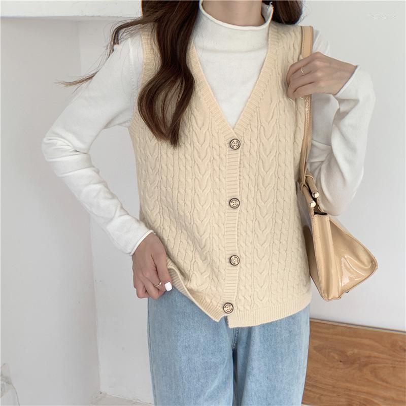 

Women's Vests Knitted Sweater Vest Women Soft Stretchy Simple Basic Daily V-neck Solid Open-stitch Female Street-wear Vintage Korean, Blue
