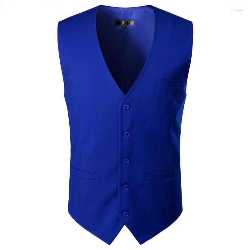 

Men's Vests Royal Blue Mens Dress Suit Vest Sleeveless Waistcoat Men Formal Business Wedding Male Gilet Homme, Black