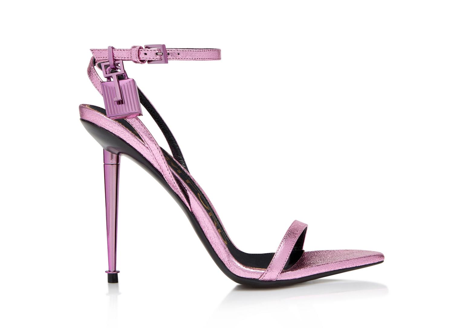 

Elegant Brand Women purple sandal Padlock Pointy Naked Sandals Shoes Hardware Lock and key Women Metal Stiletto Heel Party Dress Wedding EU35-43 Tom- with box, 50