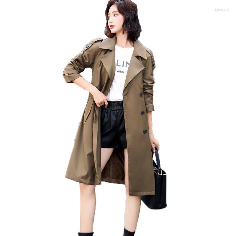 

Women's Trench Coats Chic Coat Women's Mid-Length Overcoat Autumn Casaco Feminino 2022 Spring Elegant Windbreaker Female Outerwear, Black