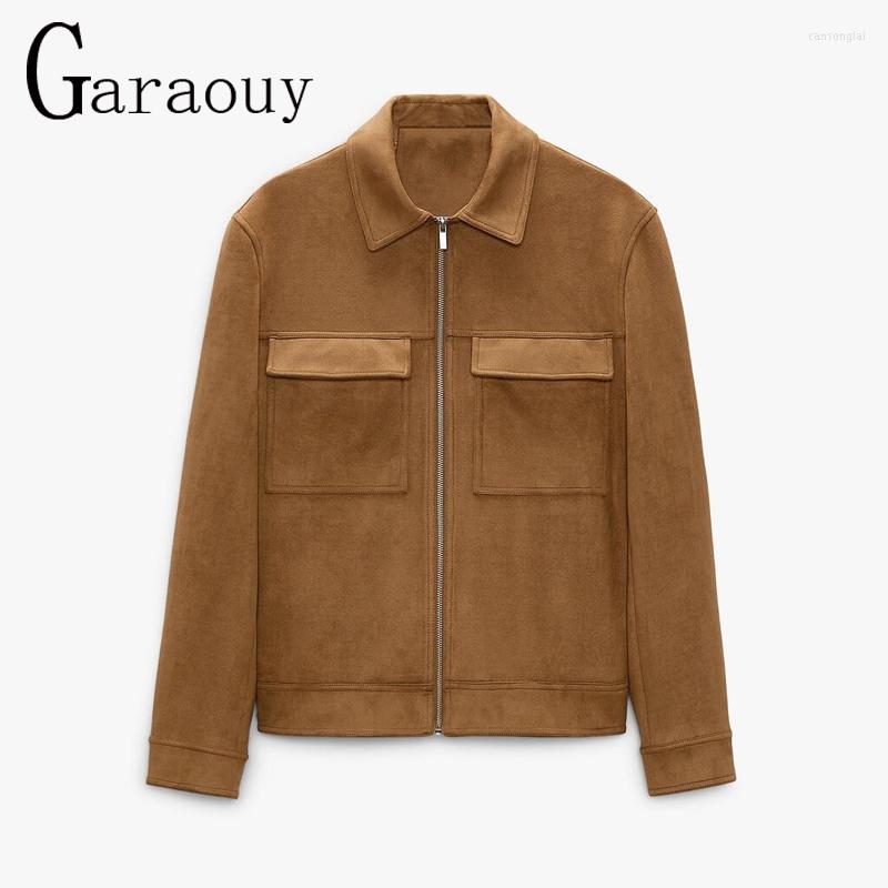 

Men' Jackets Garaouy 2022 Autumn Winter Men Faux Suede Jacket Coat Solid Color High Quality Fashion Lapel Pocket Male Streetwear Outwear, Camel