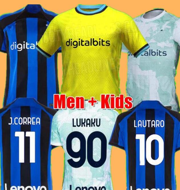 

2022 2023 LUKAKU BARELLA soccer jerseys CORREA DZEKO LAUTARO SKRINIAR DE VRIJ 22 23 football shirt uniforms men kids kit sets 999 BROZOVIC Inter MilanS, Away ucl