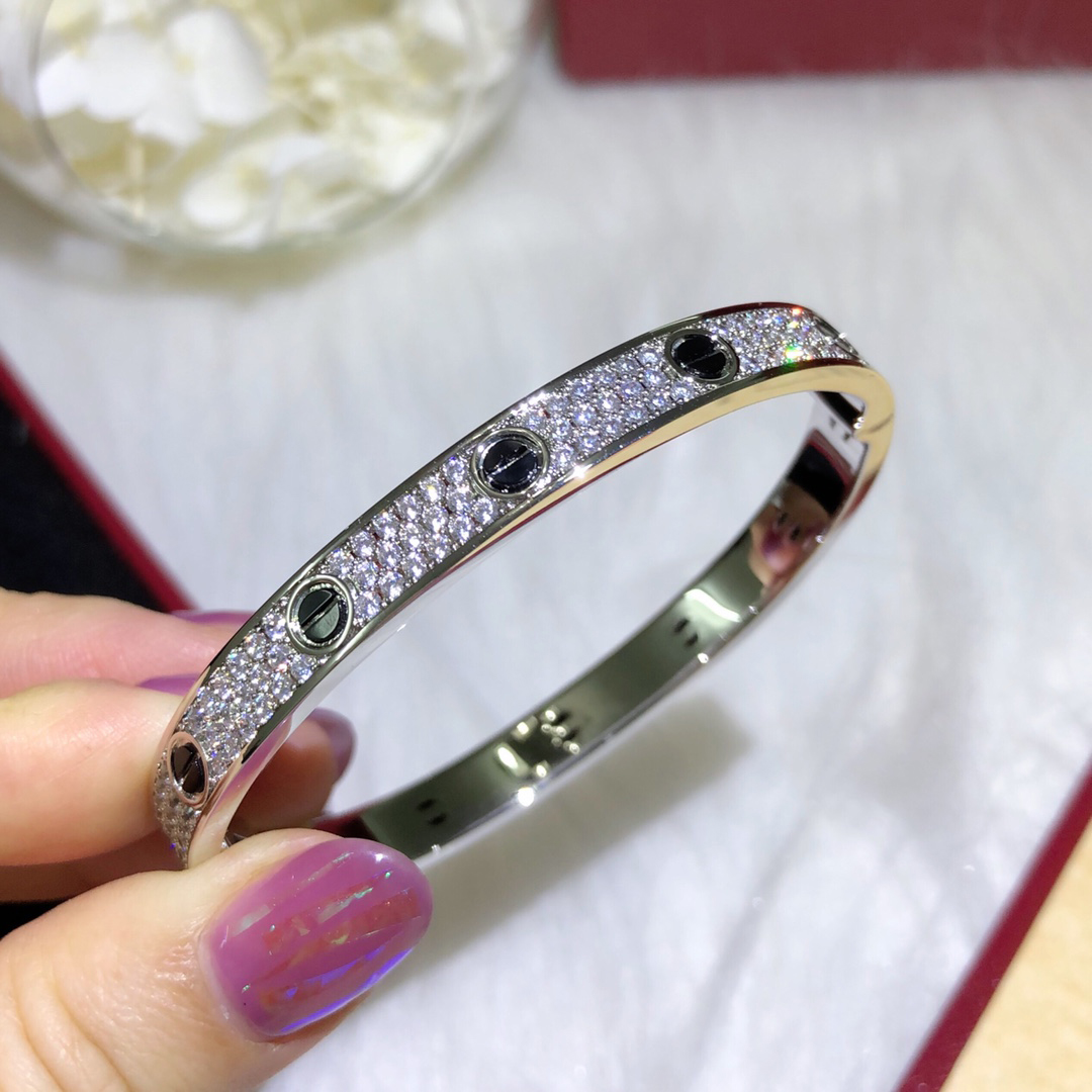 

Classic Bangle 18K Gold Designer Black Agate Au 750 bracelet White Gold Sizes 16-17