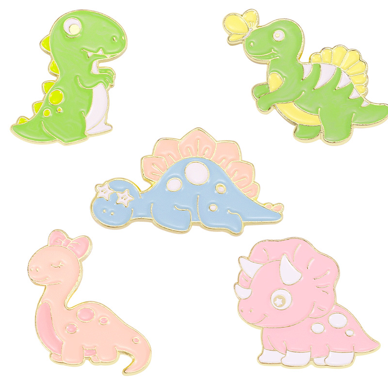 

Kawaii Dinosaurs Enamel Pins Custom T-Rex Stegosaurus Brooches Lapel Badges Prehistoric Animal Jewelry Gift for Kids Friends, Color #1