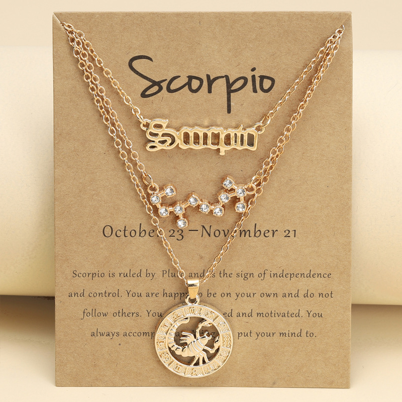 

3pcs Zodiac Nacklace Set 12 Constellation Sign Pendant Chain Choker for Girls Necklaces Birthday Party Jewelry Gifts