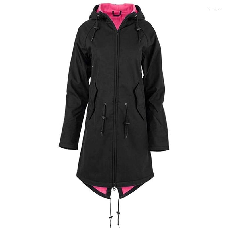 

Women' Trench Coats Winter Jacket Hooded Coat Women Fashion Patchwork Color Zipper Pocket Sweatshirt Long Sleeve, Picture shown