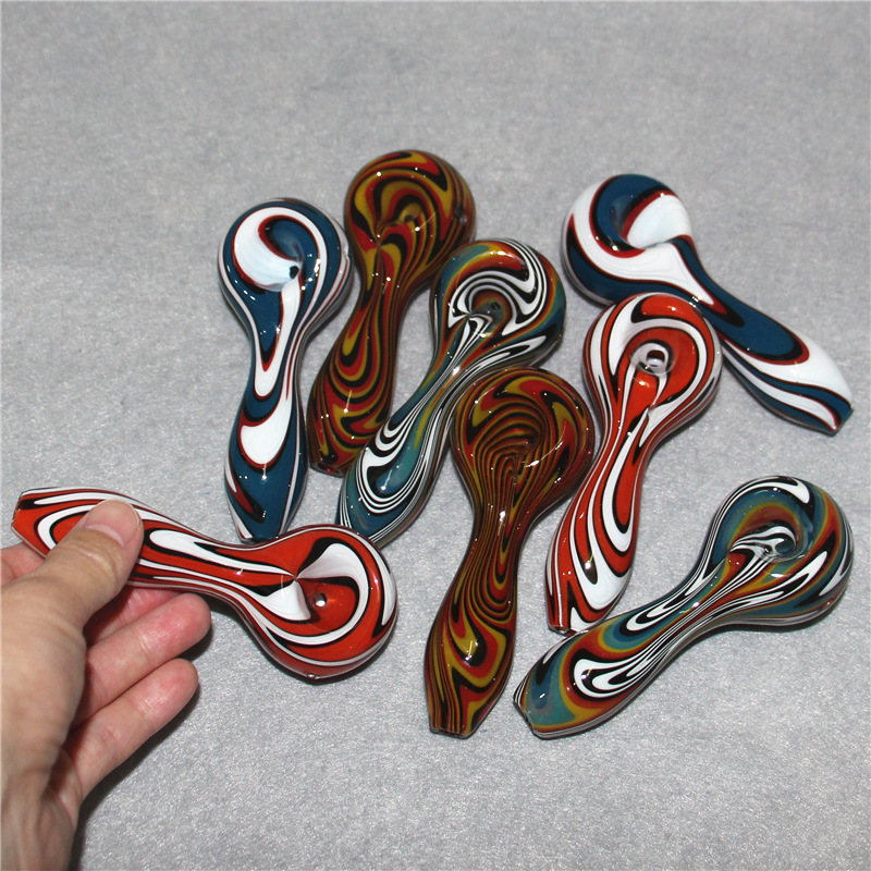 

4 Inch Heady Glass Smoking Pipes Spoon Hand Pipe Oil Burner Pyrex Tobacco Pipes Bubbler Adapter
