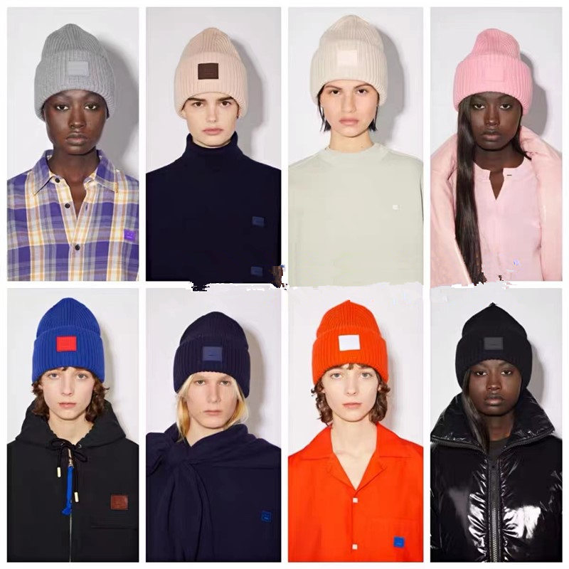 

AC Studios Smiling face Beanie Skull Caps knitted Cashmere Eye Warm Couple Lovers Acne Hats tides Street Hip hop Wool Cap Adult, 20