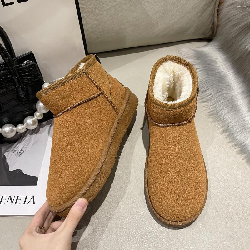 

Boots 2022 Sheepskin Wool Integrated Anti-skiing Women Mini Short Warm Winter Thickened Women's Shoes Outdoor Travel, Np1905-coffer