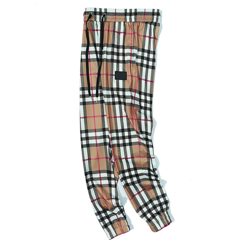 

famous brand bur Pants Fashion Plaid Pants Men Streetwear Hip Hop Pant Skinny Chinos Trousers Slim Fit Casual Army Fitness Gyms Skin soft breathable, Khaki