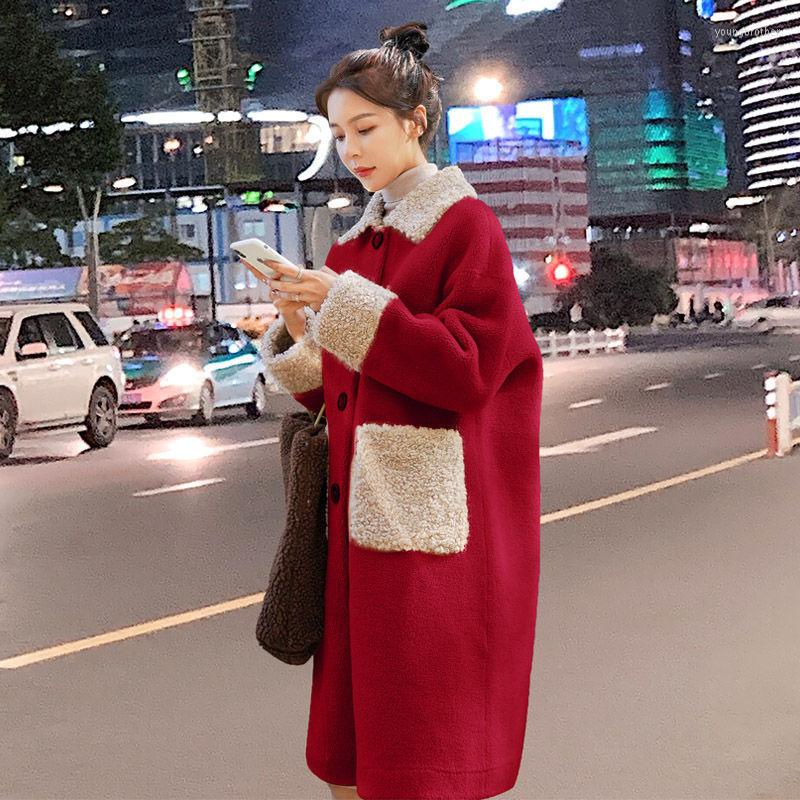 

Women's Wool Fashion Winter Lamb-proof Coat Women 2022 Autumn Temperament Loose Stitching Woolen Coats And Jackets BJ450, Blue