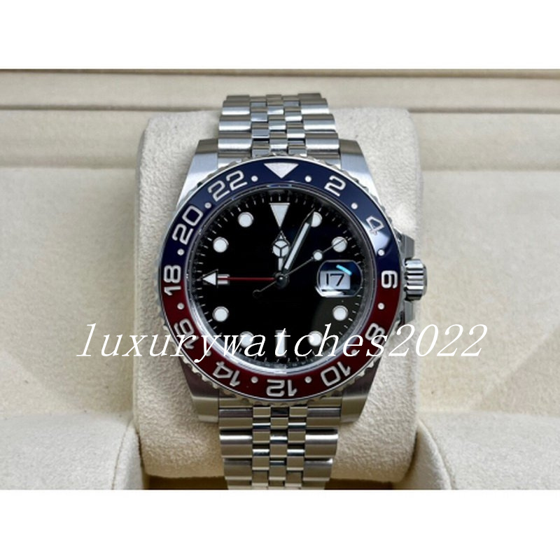 

Super watch factory V5 Mens Gold Blue Red Bezel Automatic Movement Mechanical Stainless Steel self-winding Sapphire mirror Wristwatch