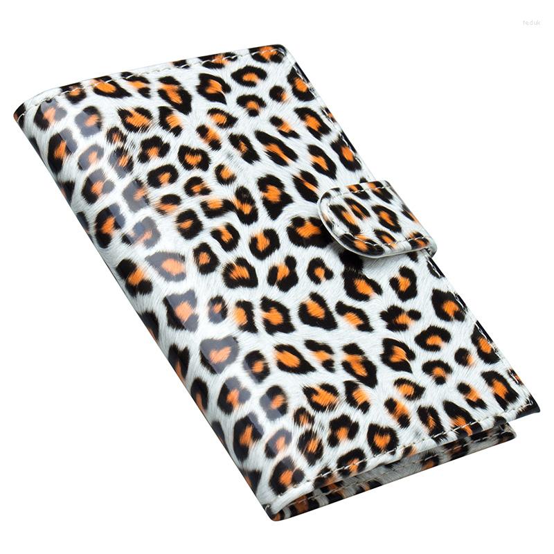 

Card Holders Small White Leopard Pattern Buckled Standard Size Passport Cover Waterproof Solid Pu Leather Holder With Traveling, Red