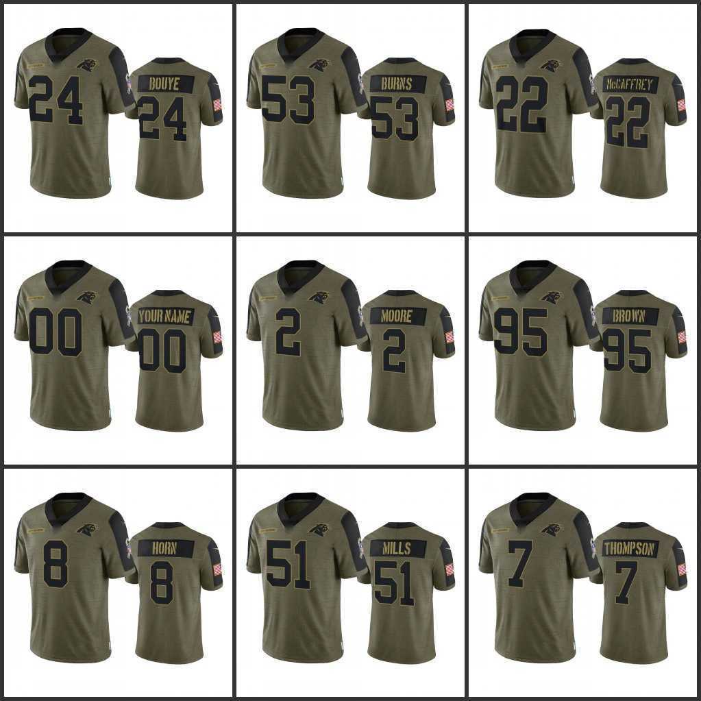 

Mens Jersey Carolina''Panthers''Men #22 Christian McCaffrey 53 Brian Burns 51 Sam Mills 2 D.J. Moore Custom Women Youth Olive Salute To Service