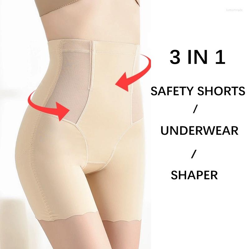 

Women's Panties 3 In 1 Safety Shorts Shaper Underwear High Waist Flat Belly Seamless Women's Slim Hip Lift Female Boxer, Black