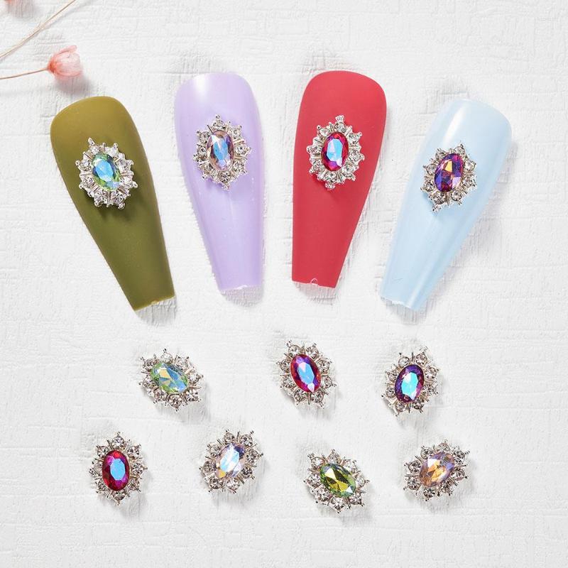 

Nail Art Decorations 10pcs Colorful Rhinestone Decoration Silver Gemstone Crystal Diamond Zicron Charm Stone Strass Jewelry Access