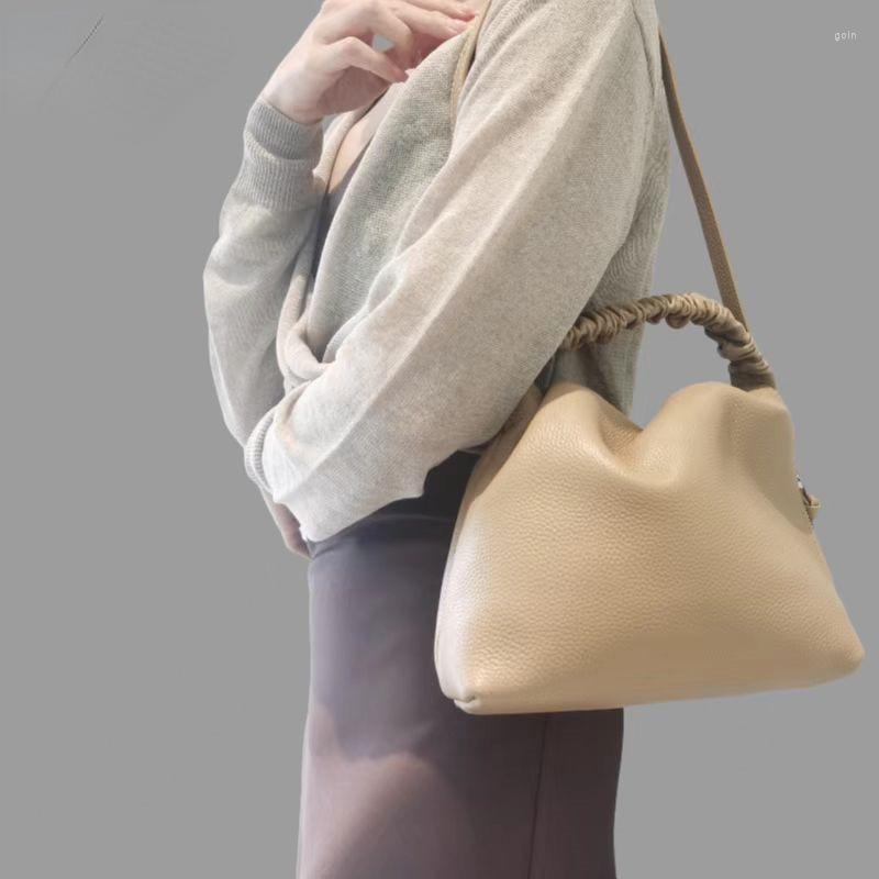 

Evening Bags Hobo Women Genuine Leather Handbags Small First Layer Cowhide Tote Shoulder Crossbody, Black