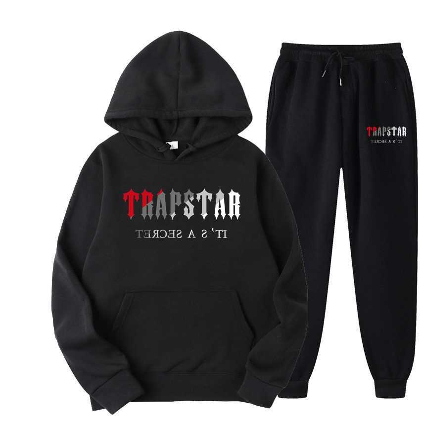 

Men's Tracksuits FW Trapstar Men Women Tracksuit Brand Printed Streetwear Sportswear WarmTwo Pieces Set Hoodie Pants Jogging Hooded G221010, Gray