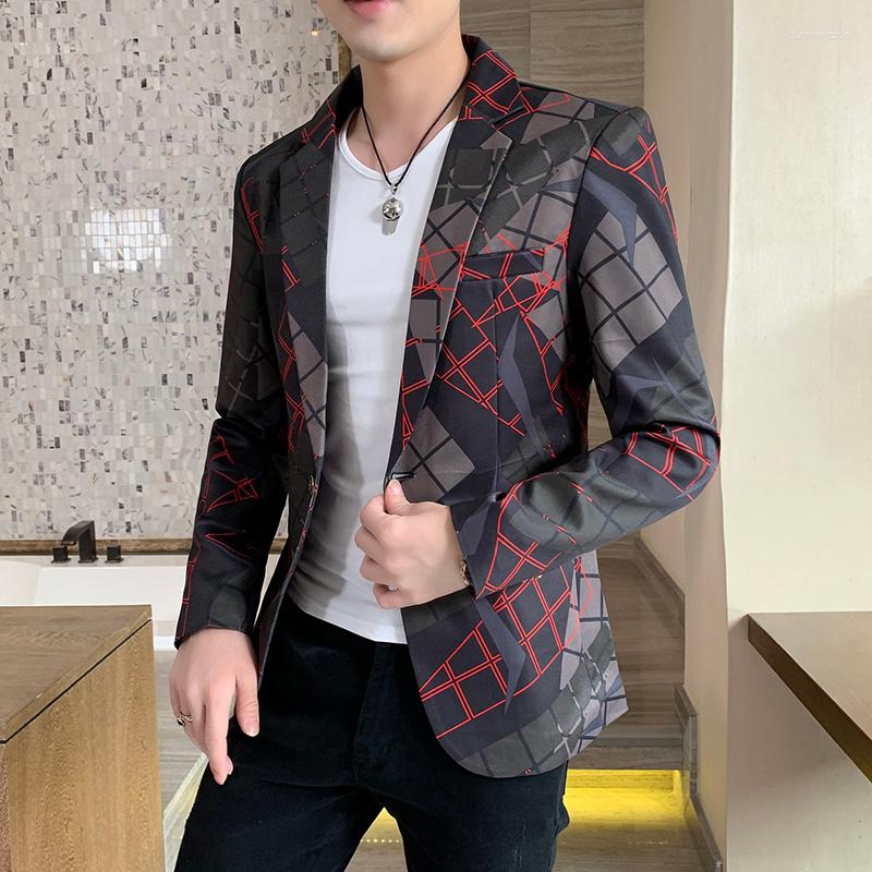 

Men's Suits 2022 Men Blazer Spring Fashion High-Quality Men's Korean Version Of The Printed Slim Formal Wedding Party Prom Suit Jacket, Gray