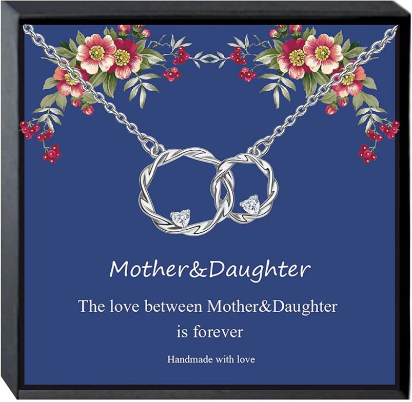 

S925 Silver Infinity Circles Necklaces for Women Mother & Daughter Pendant Necklace Mom Jewelry Gift
