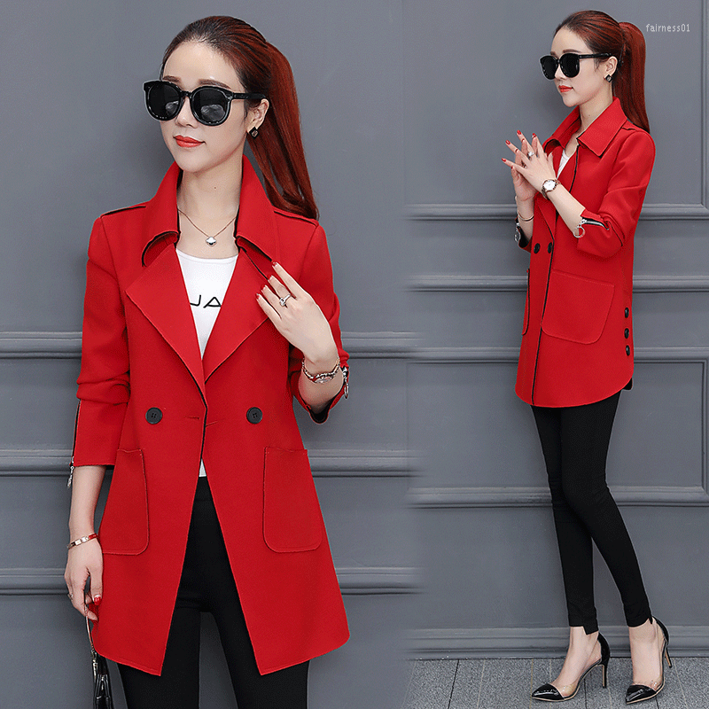 

Women' Trench Coats Suit Collar Coat Women Long Section 2022 Spring Korean Slim Small, Army green