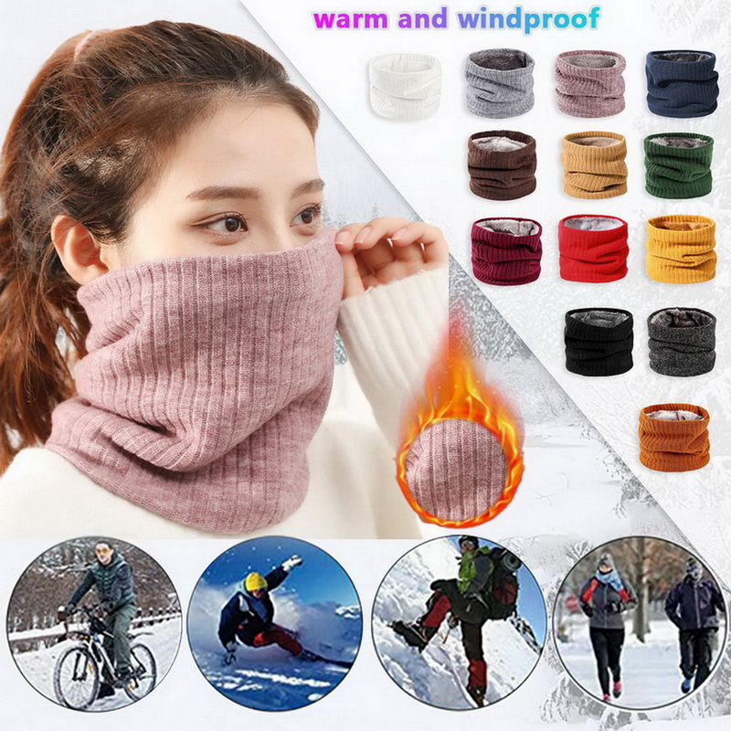 

Camping & Hiking Winter Scarf Fleece Ring Bandana Knitted Warm Solid Scarf Outdoor Hats Neck Warmer Thick Cashmere Hot Handkerchief Ski Mask for Men Women, Red