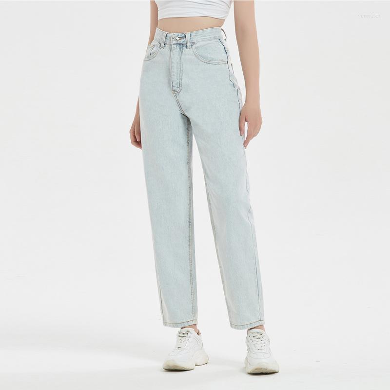 

Women's Jeans 2022 Fashion Rippde Women High Waist Straight Denim Mom Pants Baggy Washed Blue Casual Female Cotton, Picture shown