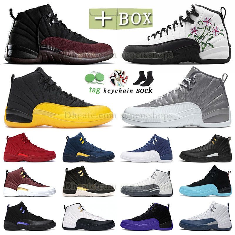 

A Ma Maniere x 12s Basketball Shoes With Box Authentic Jumpman 12 Eastside Golf GS Floral Stealth Dark Grey Game Royal Black Taxi University Gold Revers Red Sneakers, P19 40-47 machigan