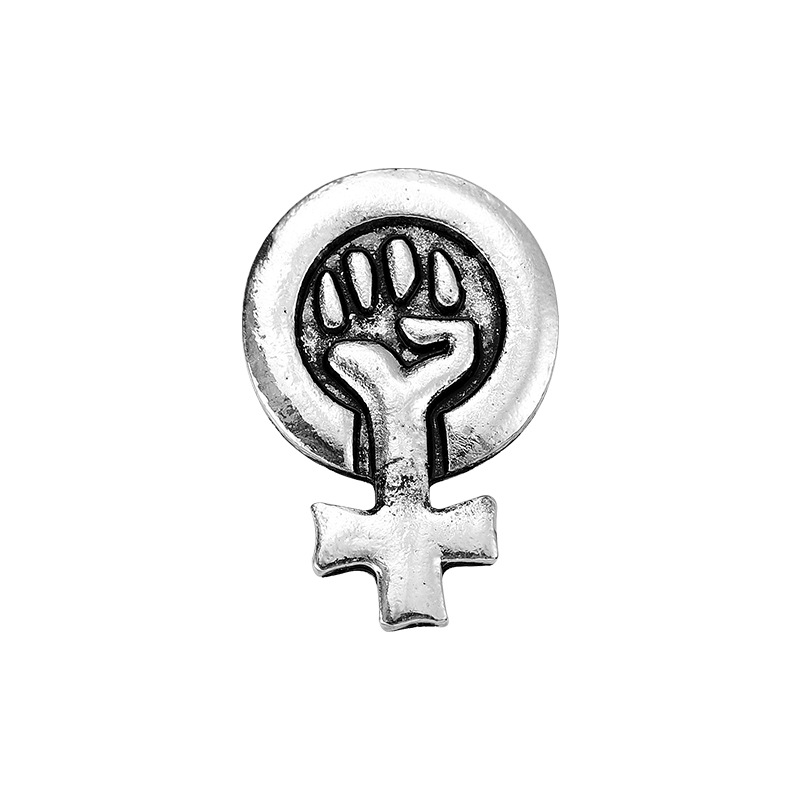 

Women Power Pins Custom Silver Color Fist Brooches Girls Support Girls Lapel Badges Feminism Feminist Jewelry Gift for Friends, As picture